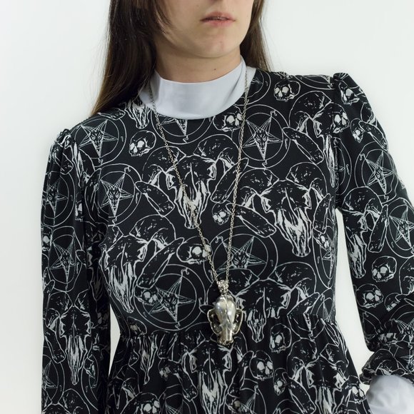 Stretchy Collared Dress with Heretic Print - Picture 1 of 3